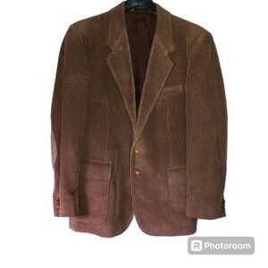 Mens vintage corduroy jacket 42 reg 42R elbow  patches blazer suit